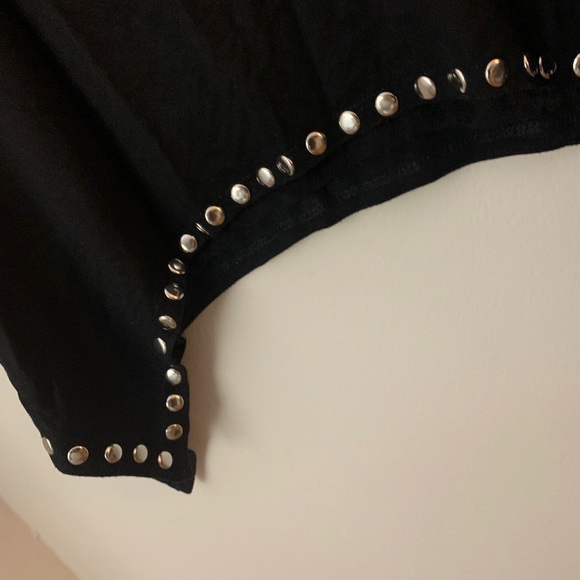Black Loose Long Sleeve Top With Silver Studs - Picture 8 of 9